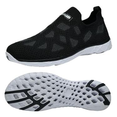 Imagem de Zhuanglin Sapatos aquáticos masculinos de secagem rápida, drenagem de 3 segundos e todo-o-terreno para natação, caminhada, ioga, 35905 preto, 46