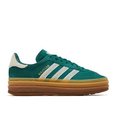 Imagem de adidas Originals Tênis feminino Gazelle Bold, Verde universitário/branco maravilha branco/dourado metálico, 39 BR