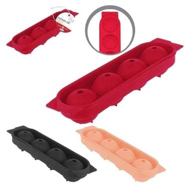Imagem de Kit 2 Forma de Gelo Silicone 4 Bolas Redonda Esfera Para Cocktail Gelo Reutilizável