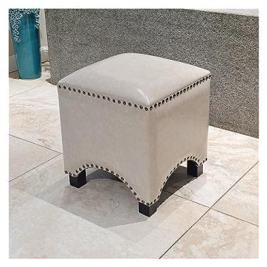 Imagem de Banqueta de armazenamento Banqueta para pés Otomano quadrado, Banqueta estofada de couro para descanso de pés, Apoio para os pés de mesa de centro baixa, Banqueta para troca de sapatos para sala de es