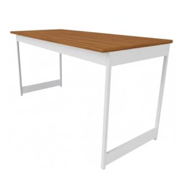 Imagem de Mesa Escrivaninha Estilo Industrial Computador Escritório 116 Cm Bia Camaleão (Nogal/Pés Brancos)