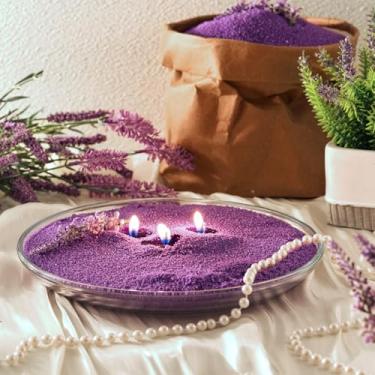 Imagem de Conelist Conjunto de cera de areia de 1 kg de lavanda perfumada em pó personalizado para fazer velas kit de refil de cera de palma natural não tóxica com 20 mechas para presentes de Natal DIY (roxo)