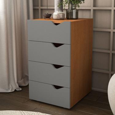 Imagem de Gaveteiro Porto 4 Gavetas Porto Cinza/Freijó - Politorno