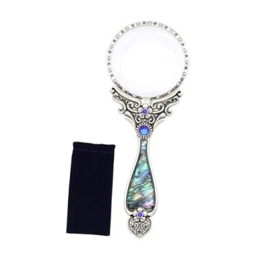 Imagem de KiBcsLic 4x Lupa de estilo retrô, ferramenta de identificação, design vintage, lupa de leitura, auxílio de leitura para inspeção de hobby científico, Prata Antiga