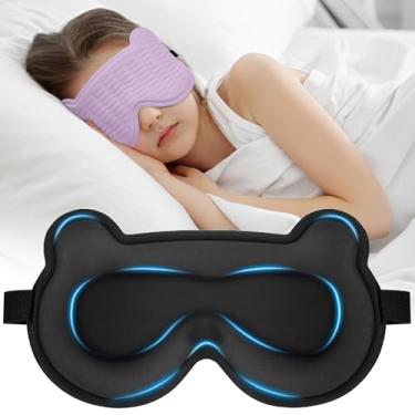 Imagem de Máscara de dormir infantil 3D – linda máscara de urso para dormir, confortável máscara de sono de espuma viscoelástica para crianças, alça ajustável e máscara de dormir leve para meninos e meninas