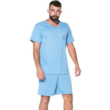 Imagem de Pijama Masculino Gola V Fechado Vekyo Básico Roupa de Dormir Frio Linh