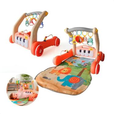 Imagem de Tapete De Atividades Para Bebês 2 Em 1 Andador Pianinho Rosa - Gogubab