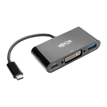 Imagem de Tripp Lite Conversor adaptador USB C para DVI com hub USB-A e carregamento PD USB tipo C Thunderbolt 3, USB-C 1080p preto (U444-06N-DUB-C)