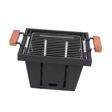 Imagem de Ｂｅｓｇａ Churrasqueira dobrável para acampamento, churrasqueira a carvão compacta, resistente e leve, suporte para churrasco ao ar livre para pesca, viagens e, Preto