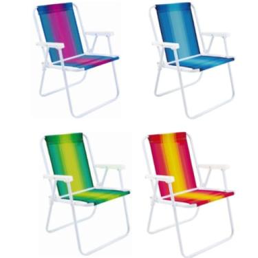 Imagem de Cadeira de praia alta reclinável de aço - Capacidade de carga de 110 kg, adequada para varanda, piscina e beira-mar