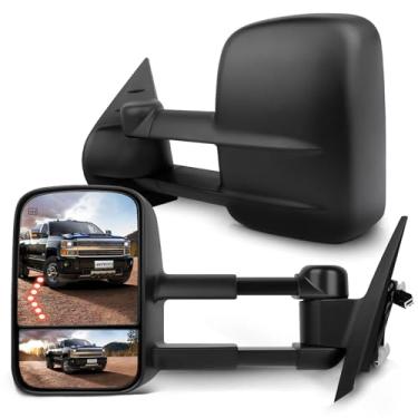 Imagem de SCITOO Espelhos de reboque compatíveis com 2007-2014 para Chevy para GMC 2007 para Silverado para Sierra 1500/2500 HD/3500 HD (serve apenas para 07 novo estilo de carroceria) Lentes aquecidas com LED