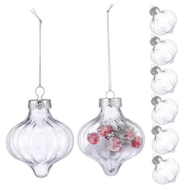Imagem de VICASKY 8 peças de enfeites de bola de Natal de plástico transparente DIY para decoração de pendurar para festa de árvore de Natal, artesanato, decoração de férias