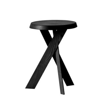 Imagem de Mesa lateral minimalista de madeira simples banqueta pequena redonda baixa sala de estar varanda mesa de cabeceira (preto)