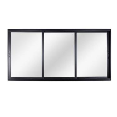 Imagem de Janela de Alumínio de Correr 120x200x10cm 3 Folhas Móveis Vidro Liso T
