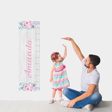 Imagem de Régua de Crescimento Adesiva Madeia e Flor - Decoração Infantil - no-b