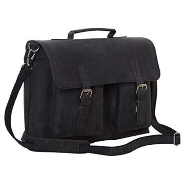 Imagem de KomalC Bolsa, Pasta de Couro para Laptop Unissex Preta