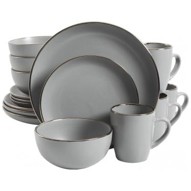 Imagem de Aparelho de Jantar com 16 Peças em Cerâmica Stoneware Serve 4 Pessoas, Gibson Home Rockaway, Cinza