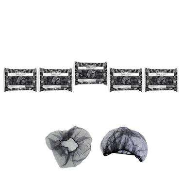 Imagem de Touca Rede Nylon Preta Descartável Ref 00062 Pac 100 Kit 5