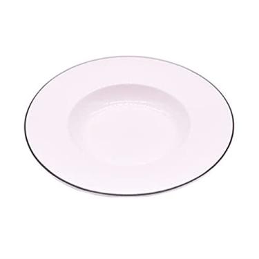 Imagem de Prato de serviço Tigela de massa de cerâmica tigela de sopa redonda tigela de sopa pratos domésticos restaurante café prato de salada simples cor sólida sobremesa pratos profundos (tamanho: 001)