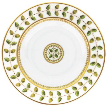 Imagem de Prato Elegante com Estilo Clássico, Formato Redondo e Material de Porcelana, Bernardaud 0657023, Branco e Verde