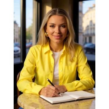 Imagem de Camisa Feminina Social Elegante Manga Longa Com Botões Blusa Formal Ma