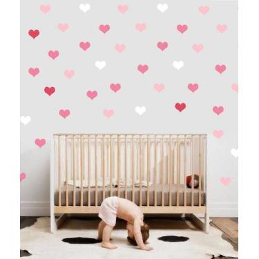 Imagem de Adesivo de Parede Infantil Mini Coração - 120 Corações em 3 Cores - Id