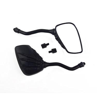 Imagem de OKSTNO Ajuste universal 10 mm 8 mm parafusos roscados crânio preto esqueleto garra espelhos laterais para Suzuki Kawasaki Yamaha Victory motocicleta moto cruiser Chopper