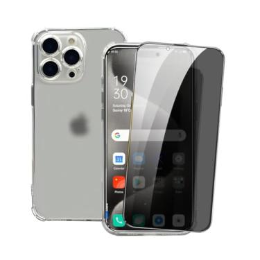 Imagem de Película De Vidro Privacidade 3D Anti Spy Tela Toda Para iPhone + Capa Capinha Case Anti Impactos (iPhone 15 Pro Max)