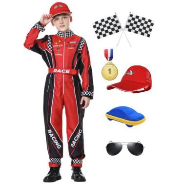 Imagem de Macacão Costume Treyrea Race Car Driver Boys Racer com boné