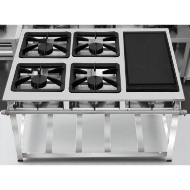 Imagem de Fogão Industrial 4 Bocas com Chapa Ap P7 em Aço Inox Leona