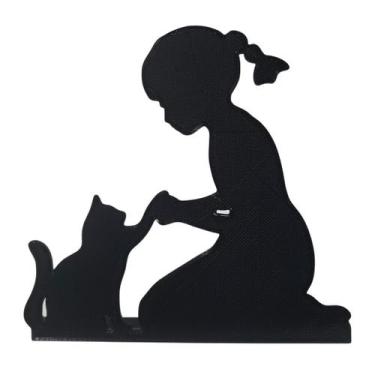 Imagem de Enfeite de Prateleira Menina e Gato - Espaço 3d