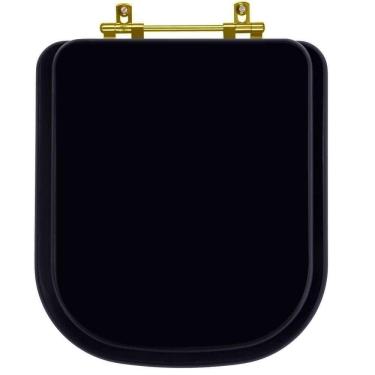 Imagem de Tampa De Vaso Laqueado Elite Preto Para Bacia Celite Com Ferragem Dourada
