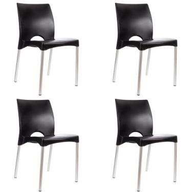 Imagem de Kit 4 Cadeiras De Jantar Com Pés De Alumínio Boston Preta - Garden Lif