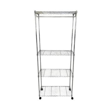 Imagem de Estante De Aço Cromada Vghome 4 Prateleiras 1,85M Cabideiro