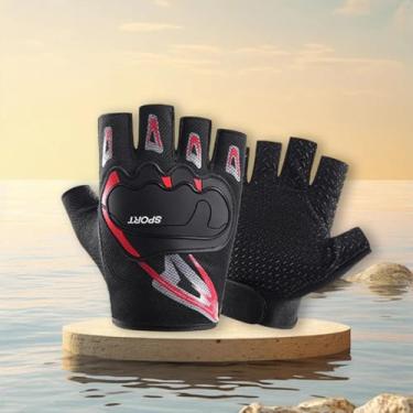 Imagem de Luvas de ciclismo de meio dedo, luvas sem dedos, antiderrapante, respirável, verão, para esportes, fitness, academia, esportes