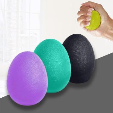 Imagem de 3 peças de treinamento de força de aperto de mão, bola de alívio de estresse, terapia de reabilitação de pulso, equipamento de aperto de mão, ferramentas de apertar de bola, roxo, verde e preto