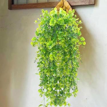 Imagem de 78 cm de eucalipto artificial verde ratã planta falsa hera DIY para ambientes internos e externos, parede, casamentos, pátios, varandas, decoração (1 peça)