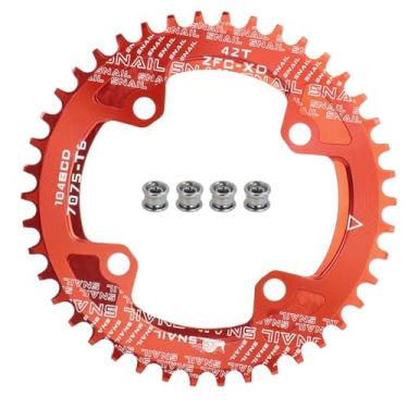 Imagem de FOMTOR Corrente 104 BCD 42T 7-12 Velocidades Compatível CNC 7075 Alumínio Estreito Dente Largo Rodada para MTB/Road Bike Ebike Roda Vermelha