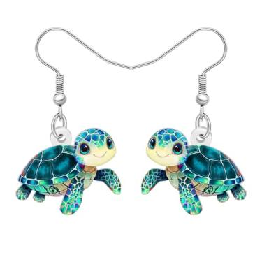 Imagem de Brincos fofos de tartaruga marinha pendurados anime tropical animais do oceano tropical joias de verão para mulheres amantes de praia presentes de férias pingentes, Medium, Acrílico, Sem pedra