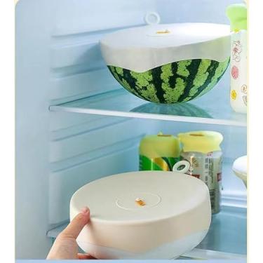 Imagem de Pacote com 2 capas de silicone para alimentos – Tampa extensível para tigela de 12,7 a 23 cm de diâmetro, à prova de vazamento, resistente ao calor/frio para tigelas, potes e frutas cortadas (2 peças