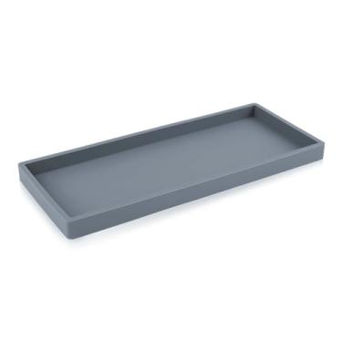 Imagem de Bandeja de silicone, bandeja de pia de cozinha, suporte de papel higiênico - Bandeja decorativa de banheiro para bancada de decoração de cômoda (cinza)