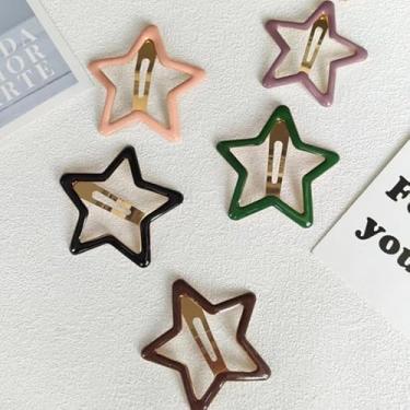 Imagem de 8 presilhas de cabelo simples na parte frontal, grampos de cabelo franja - pentagrama