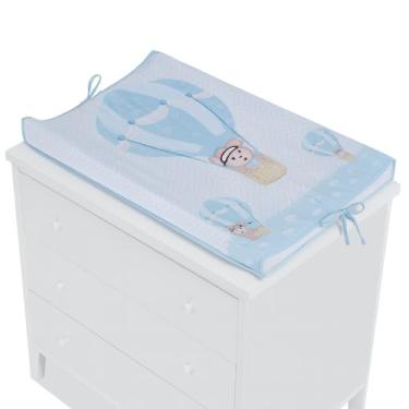 Imagem de Trocador de Fraldas Americano Sublimado com Capa Bebê Cômoda (Baloeiro Azul)