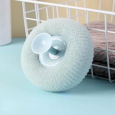 Imagem de Escova de chuveiro esfoliante com ventosa - bola de esponja de banho de massagem, bucha de parede para homens e mulheres