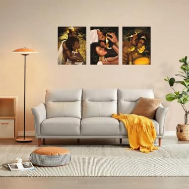 Imagem de 1 conjunto/3 peças casais reais e românticos em conjunto de arte com tema dourado, 20 x 30 cm, sem moldura