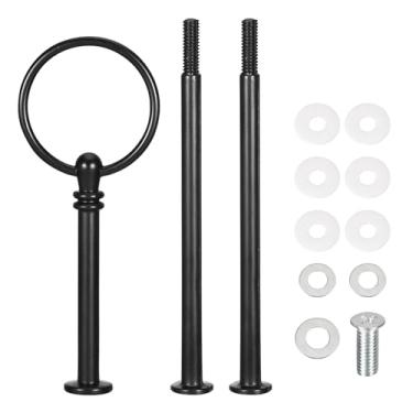 Imagem de 2 conjuntos de bandeja de bolo, alça de suporte para cupcake sobremesa, suporte de ferragens, suporte de haste para bolo e festa de casamento, 3 camadas, redondo, preto