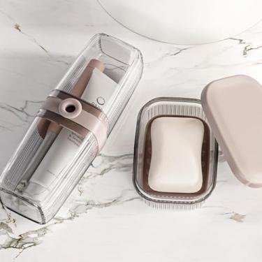 Imagem de Copo conveniente para enxaguante bucal de viagem, caixa de sabonete, copo de lavagem de casal, caixa de armazenamento de copo de escova de dentes, conjunto de caixa de pasta de dente (caixa de sabão)