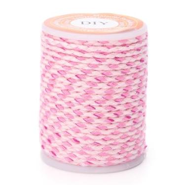 Imagem de Cordão de polialgodão de 4 camadas de 1,5 mm, feito à mão, macramê, para pendurar na parede, cabide de plantas, faça você mesmo, artesanato, tricô, 4 m (rosa)
