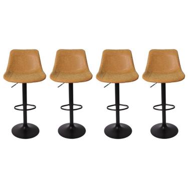 Imagem de Kit 4 Banquetas Estofadas c/encosto p/Cozinha Gir.Caramelo