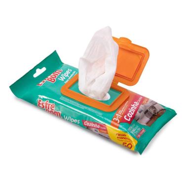 Imagem de Pano Umedecido Wipes Cozinha Esfrebom Pacote Com 50Un